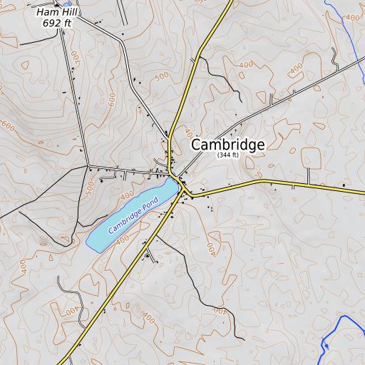 OpenTopoMap map of Cambridge Post Office, ME