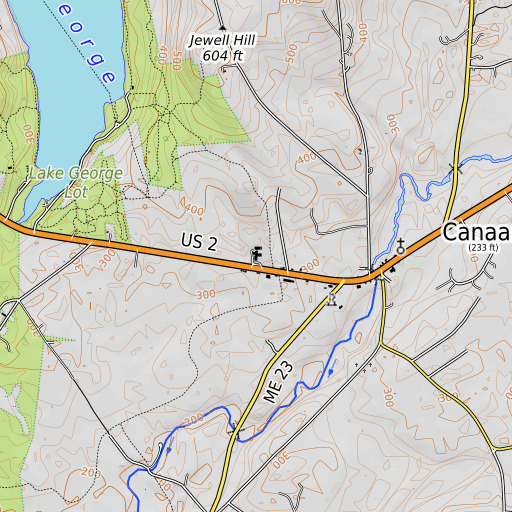 OpenTopoMap map of Canaan Elementary School, ME