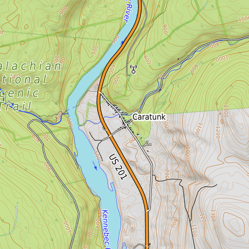 OpenTopoMap map of Caratunk Post Office, ME