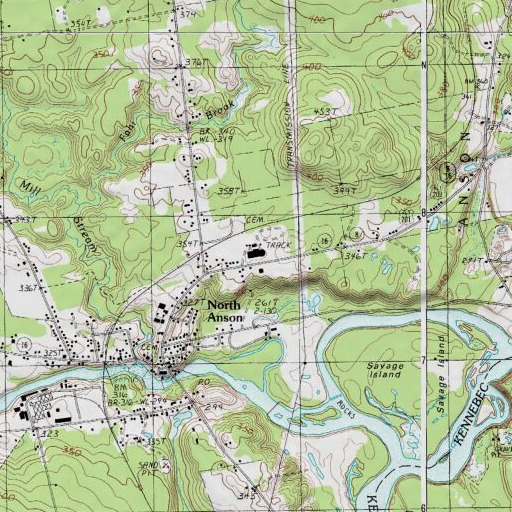 USGS 24K topo map of Carrabec High School, ME