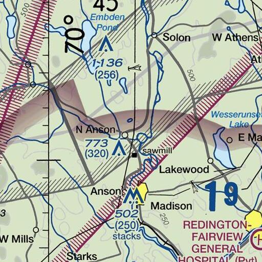 FAA VFR chart of Carrabec High School, ME