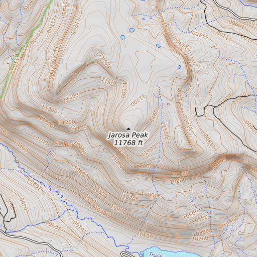 OpenTopoMap map of Jarosa Peak, CO