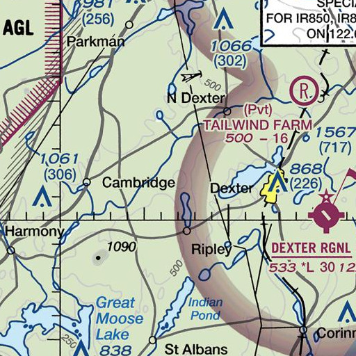 FAA VFR chart of Fush Hill, ME