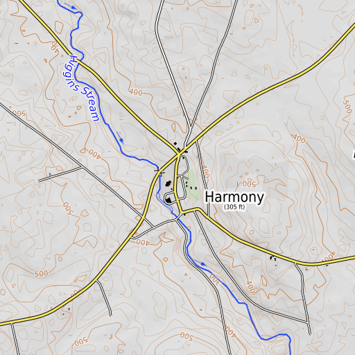 OpenTopoMap map of Harmony Post Office, ME