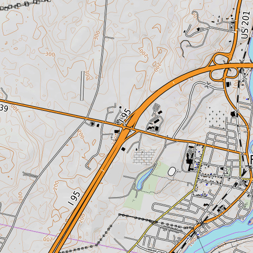OpenTopoMap map of Interchange 35, ME