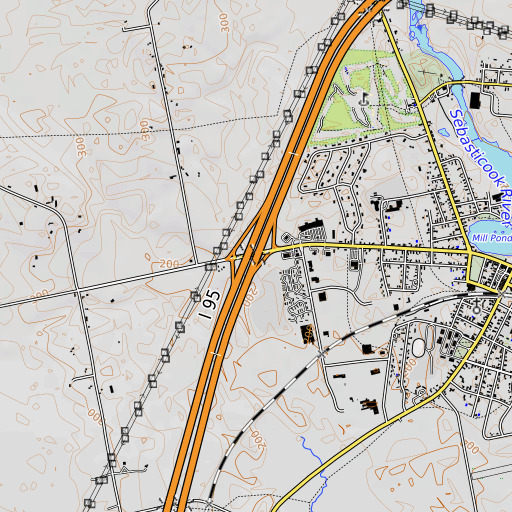 OpenTopoMap map of Interchange 38, ME