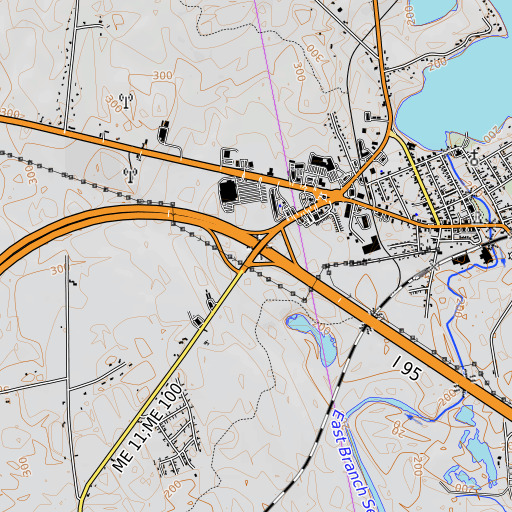 OpenTopoMap map of Interchange 39, ME