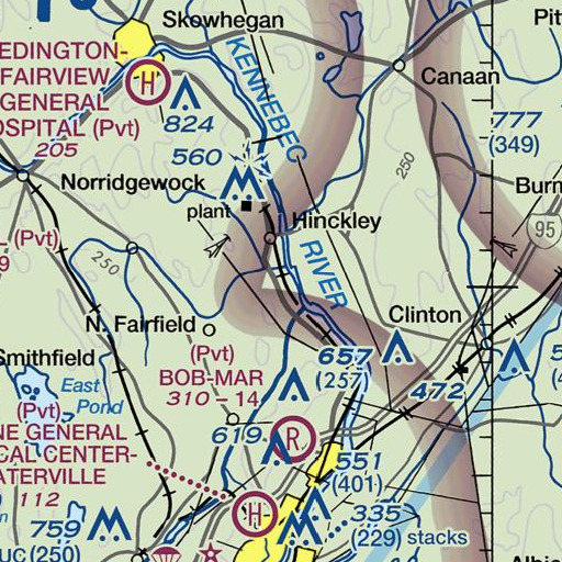 FAA VFR chart of L C Bates Museum, ME