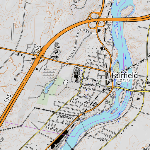 OpenTopoMap map of Lawrence High School, ME