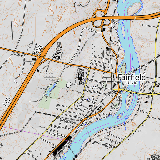 OpenTopoMap map of Lawrence Junior High School, ME