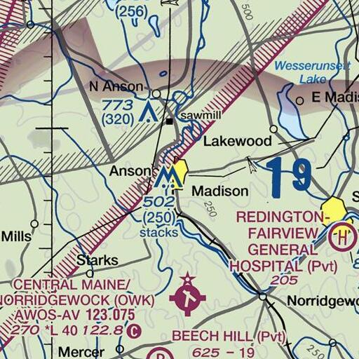 FAA VFR chart of Madison Junior High School, ME