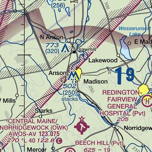 FAA VFR chart of Madison Post Office, ME