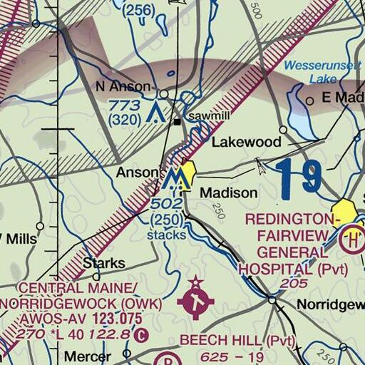 FAA VFR chart of Madison Public Library, ME