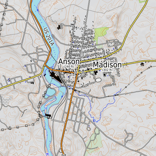 OpenTopoMap map of Madison Public Library, ME
