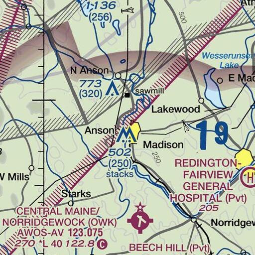 FAA VFR chart of Madison Elementary School, ME
