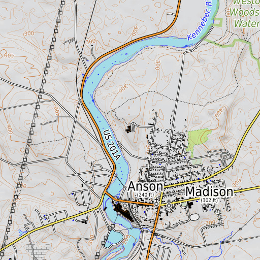 OpenTopoMap map of Madison Elementary School, ME