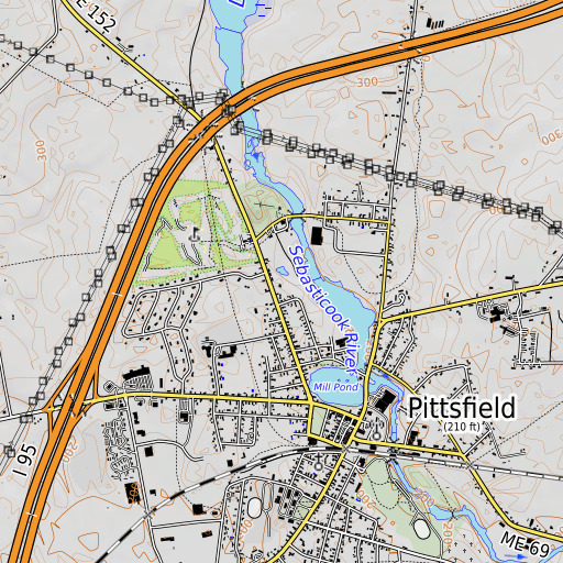 OpenTopoMap map of Marie Bradford School, ME