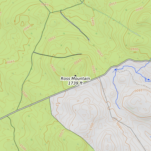 OpenTopoMap map of Ross Mountain, ME