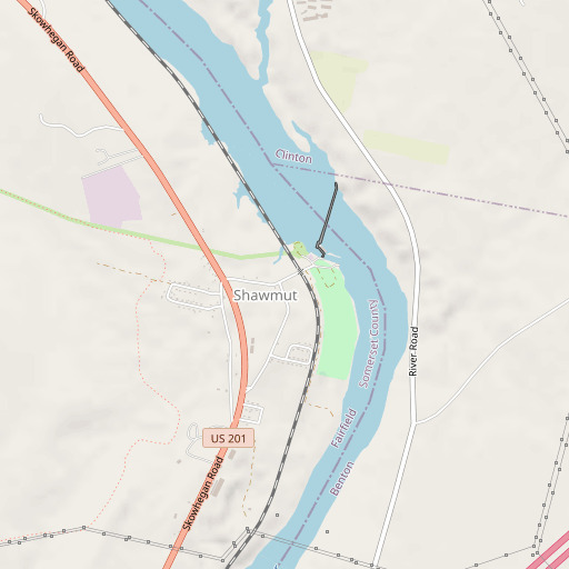 OpenStreetMap map of Shawmut Post Office, ME