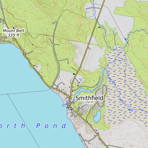 OpenTopoMap map of Smithfield Elementary School, ME