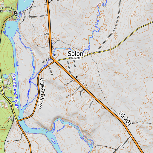 OpenTopoMap map of Solon Elementary School, ME