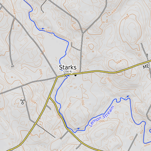 OpenTopoMap map of Starks Elementary School (historical), ME