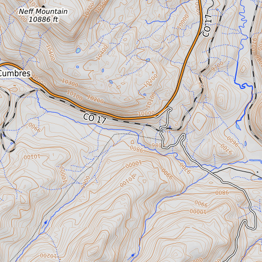 OpenTopoMap map of Dixie Creek, CO
