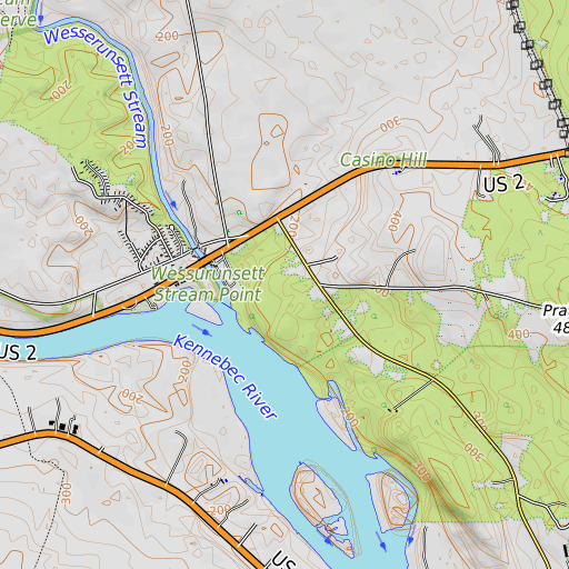 OpenTopoMap map of Two Rivers Campground, ME