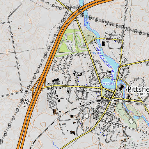OpenTopoMap map of Vickery School, ME