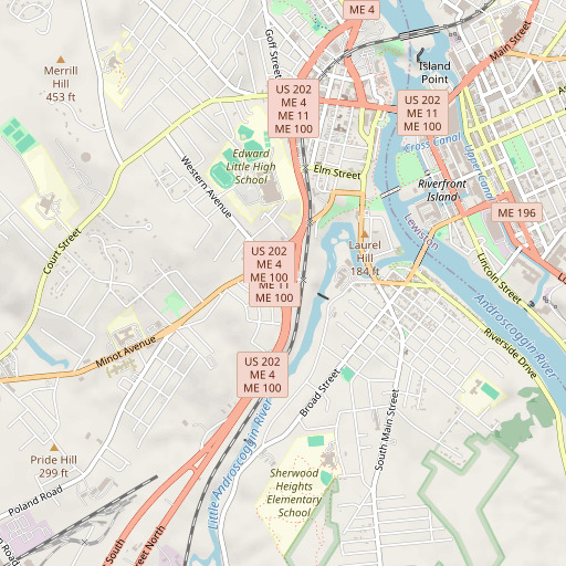 OpenStreetMap map of Androscoggin County Courthouse, ME