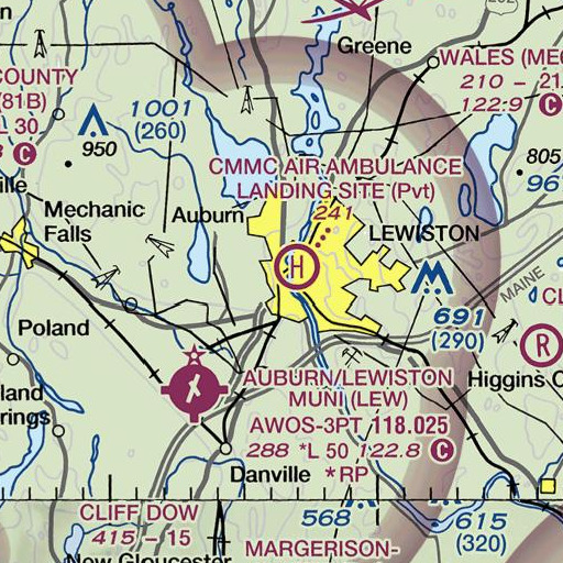 FAA VFR chart of Androscoggin County Jail, ME
