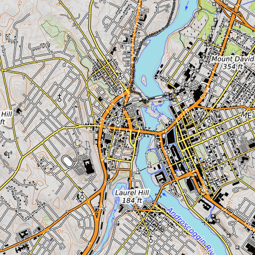 OpenTopoMap map of Androscoggin County Jail, ME