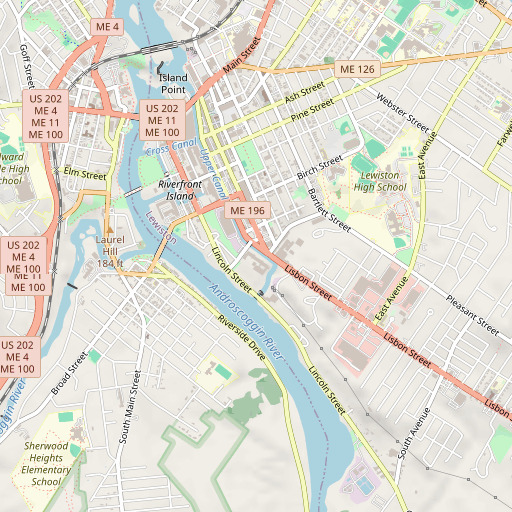 OpenStreetMap map of Androscoggin Mill, ME
