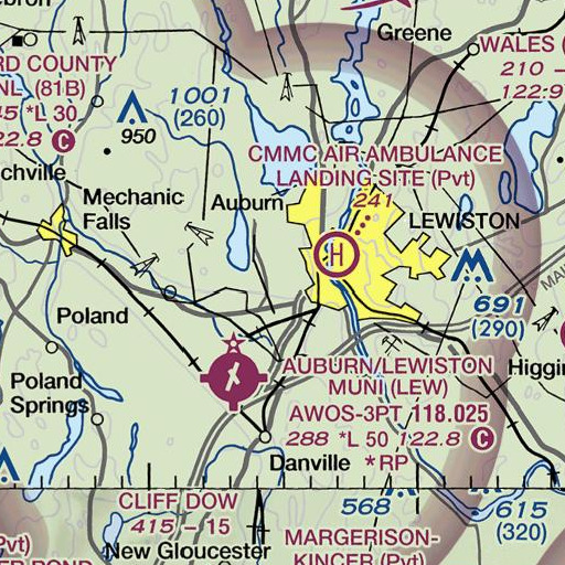 FAA VFR chart of Auburn Middle School, ME