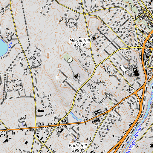 OpenTopoMap map of Auburn Middle School, ME