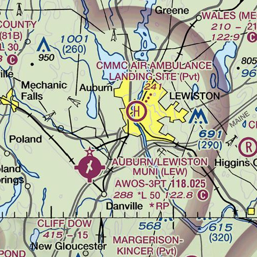 FAA VFR chart of Barker Mill, ME