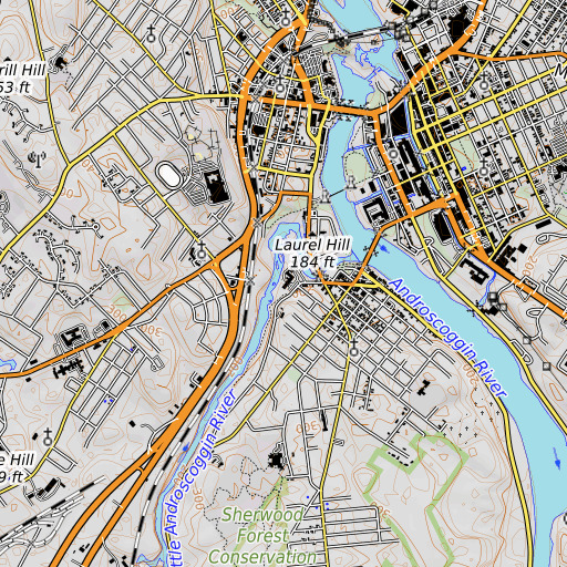 OpenTopoMap map of Barker Mill, ME