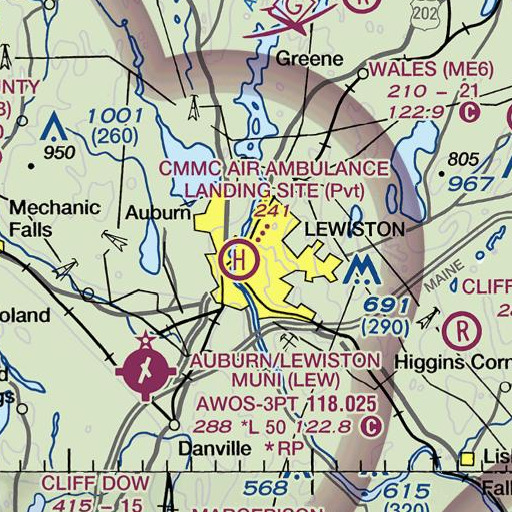 FAA VFR chart of Bates Chapel, ME