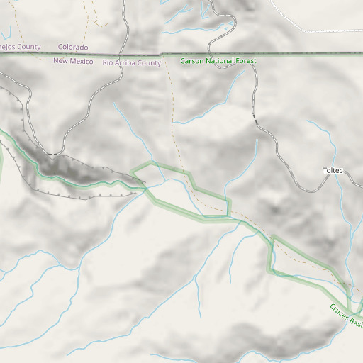 OpenStreetMap map of Toltec Creek, NM