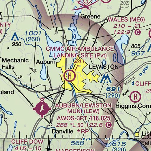 FAA VFR chart of Coram Library, ME