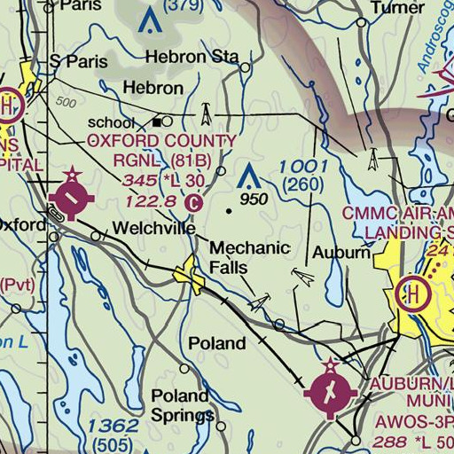 FAA VFR chart of Deane Cemetery, ME