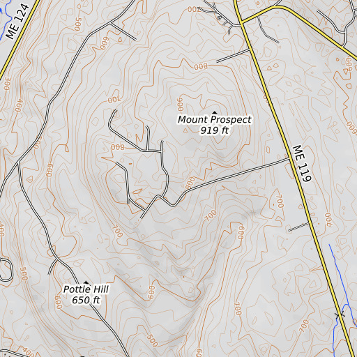 OpenTopoMap map of Deane Cemetery, ME
