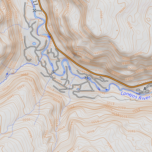 OpenTopoMap map of Bear Creek, CO