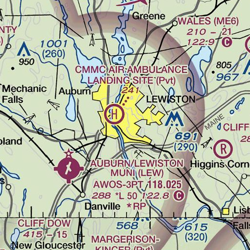 FAA VFR chart of Lewiston High School, ME