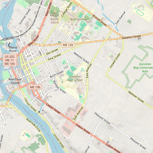 OpenStreetMap map of Lewiston High School, ME