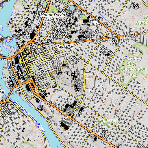 OpenTopoMap map of Lewiston High School, ME
