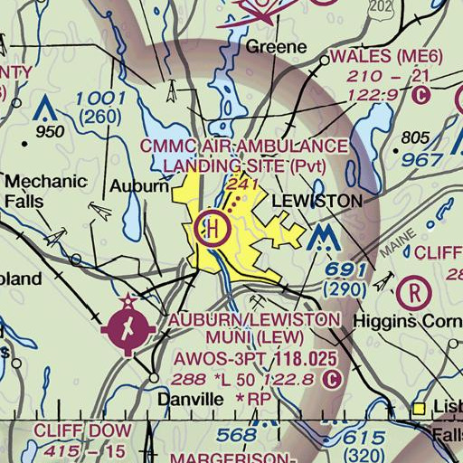 FAA VFR chart of Lewiston Middle School, ME