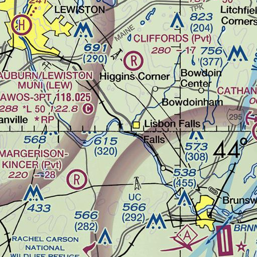 FAA VFR chart of Lisbon High School, ME