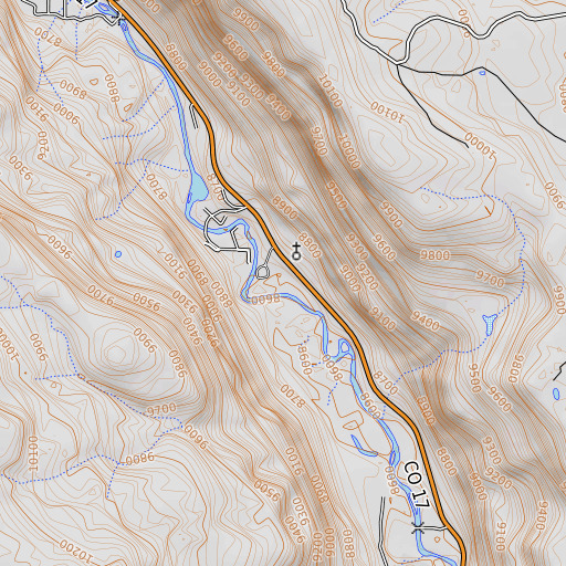 OpenTopoMap map of Menkhaven Ranch, CO