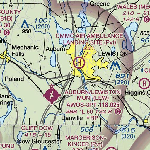 FAA VFR chart of Pulsifer Field, ME